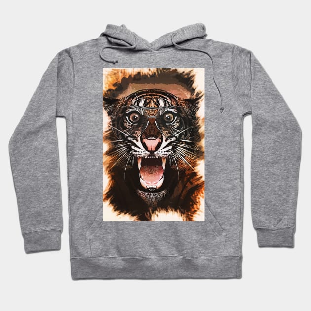 Surprised Tiger - Caricature Hoodie by Naumovski